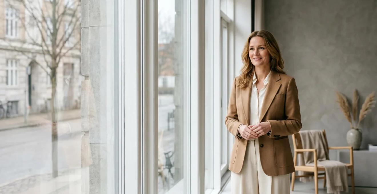 Mujer de 40 años proyectando coherencia estética y elegancia en su imagen personal