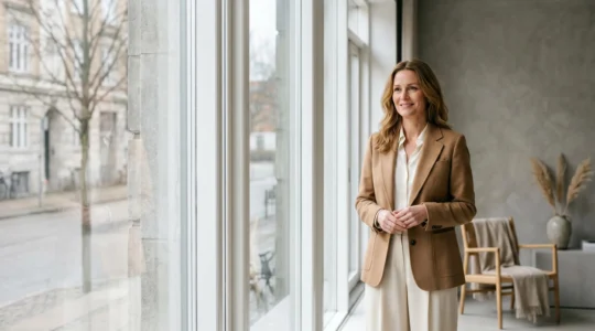 Mujer de 40 años proyectando coherencia estética y elegancia en su imagen personal