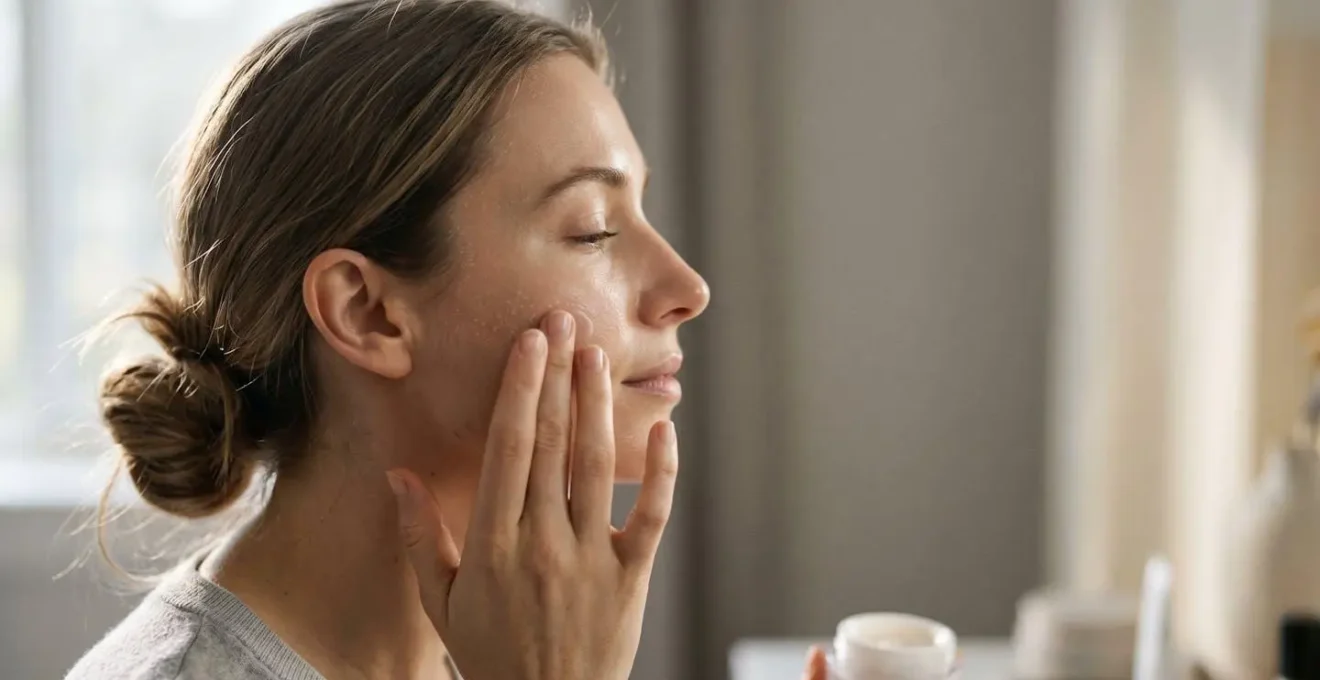 Aplicación de crema hidratante facial para reparar la barrera protectora de la piel