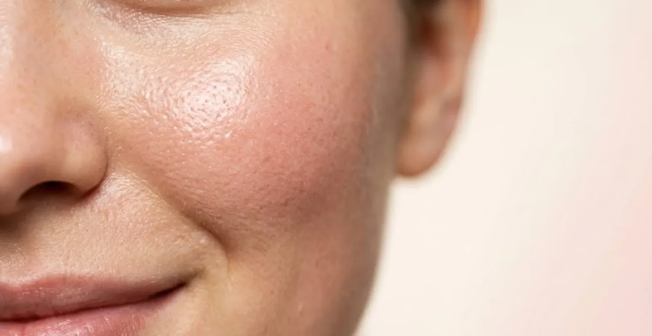 Primer plano de piel facial radiante y textura suave tras exfoliacion natural sin dañar barrera cutanea