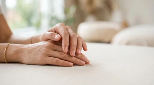 Dedos femeninos con cutículas hidratadas y uñas naturales brillantes mostrando el resultado de una manicura profesional